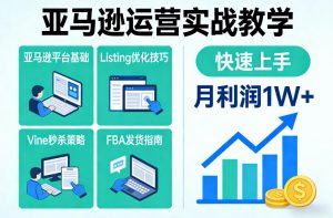 亚马逊运营实战教学,亚马逊平台+Listing优化+Vine秒杀+FBA发货等,快速上手,实现店铺月利润1W-精品虚拟资源库