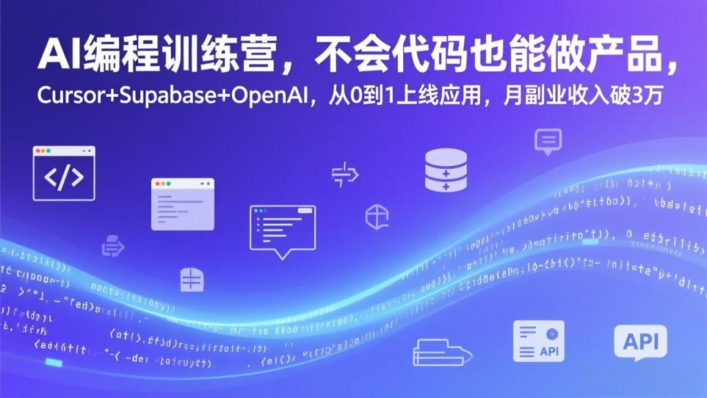 AI编程训练营，不会代码也能做产品，Cursor+Supabase+OpenAI，从0到1上线应用，月副业收入破3万-精品虚拟资源库