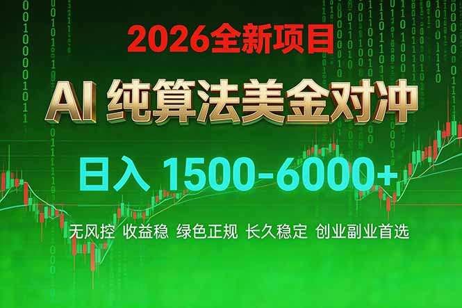 2026 全新美金对冲项目,不套平台赠金,不封号,纯算法对冲,日入 1500-6000+-精品虚拟资源库