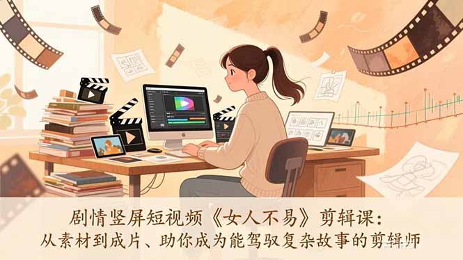 剧情竖屏短视频《女人不易》剪辑课：从素材到成片、助你成为能驾驭复杂故事的剪辑师-精品虚拟资源库