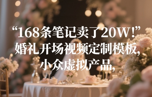 168条笔记卖了20W！婚礼开场视频定制模板，小众虚拟产品-精品虚拟资源库