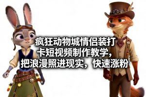 疯狂动物城情侣装打卡短视频制作教学，把浪漫照进现实，快速涨粉-精品虚拟资源库