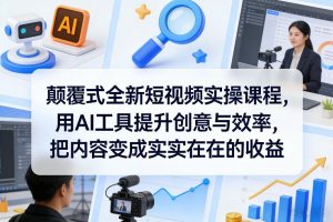 颠覆式全新短视频实操课程,用AI工具提升创意与效率,把内容变成实实在在的收益-精品虚拟资源库