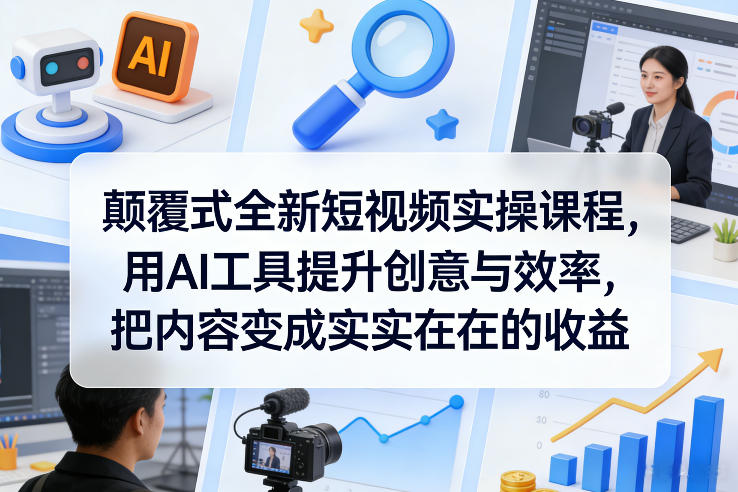 颠覆式全新短视频实操课程，用AI工具提升创意与效率，把内容变成实实在在的收益-精品虚拟资源库
