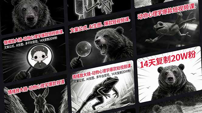 情绪放大镜-动物心理学爆款短视频课，文案公式、AI生图、多平台变现，14天复制20W粉-精品虚拟资源库