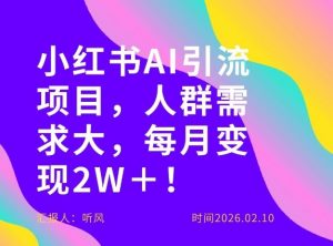 她通过这个AI项目每月做到2W＋的收入，最新小红书AI项目，人群需求大！-精品虚拟资源库