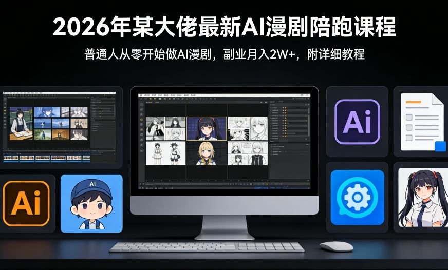 26年某大佬最新Ai漫剧陪跑课程，普通人从零开始做AI漫剧，副业月入2W+-精品虚拟资源库