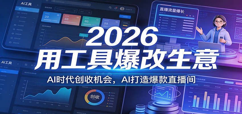 2026用工具爆改生意,AI时代创收机会,AI打造爆款直播间-精品虚拟资源库