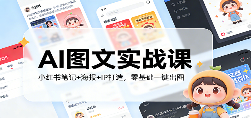 AI图文实战课：小红书笔记+海报+IP打造，零基础一键出图-精品虚拟资源库