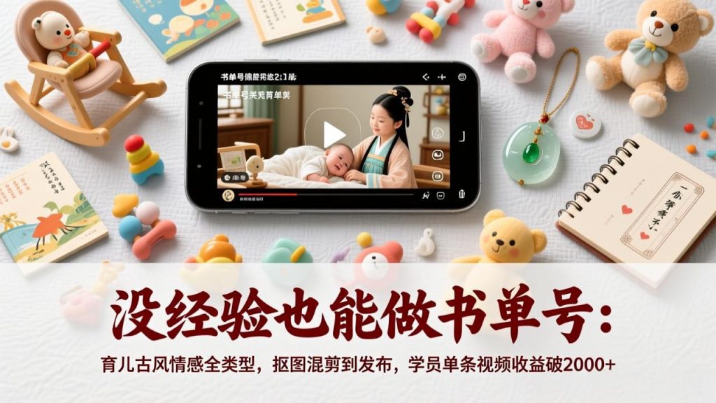 没经验也能做书单号：育儿古风情感全类型，抠图混剪到发布，学员单条视频收益破2000+-精品虚拟资源库