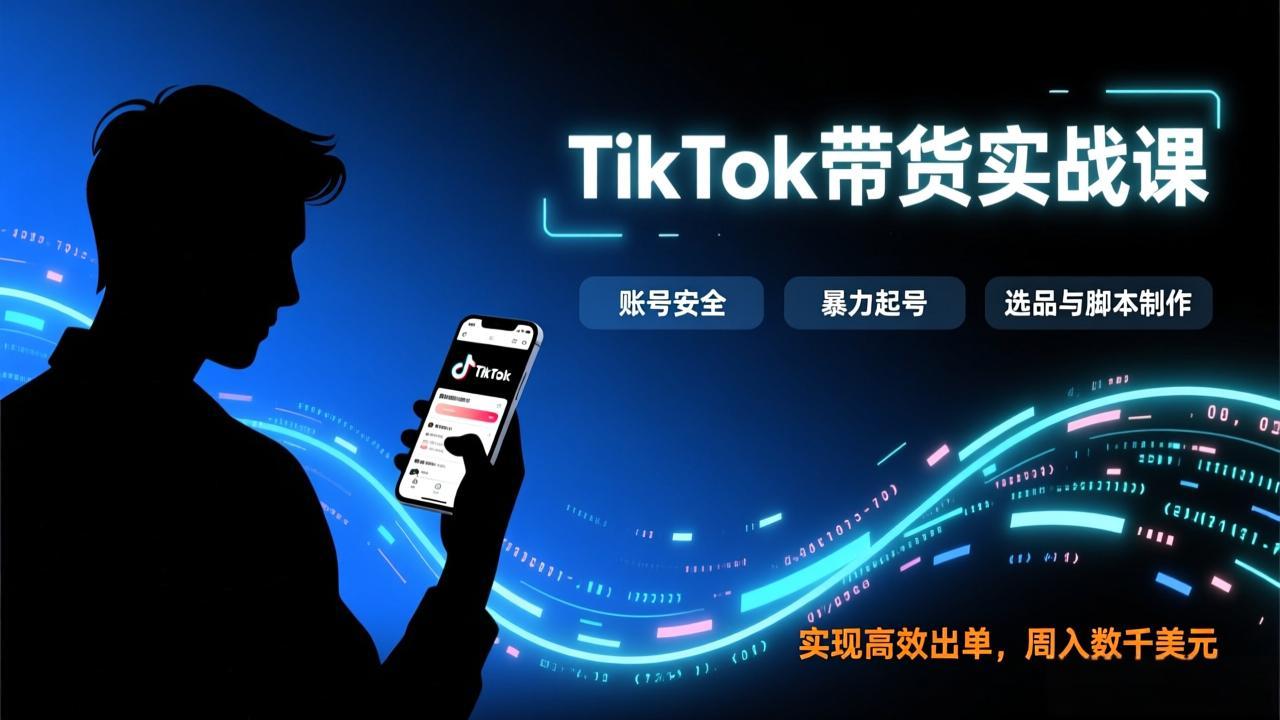 TikTok带货实战课,涵盖账号安全、暴力起号、选品与脚本制作,实现高效出单,周入数千美元-精品虚拟资源库