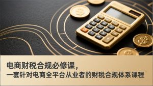 电商财税合规必修课，是一套针对电商全平台从业者的财税合规体系课程-精品虚拟资源库