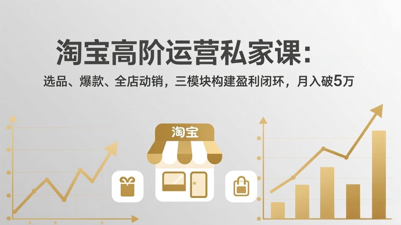 淘宝高阶运营私家课：选品、爆款、全店动销，三模块构建盈利闭环，月入破5万(更新26年2月-精品虚拟资源库