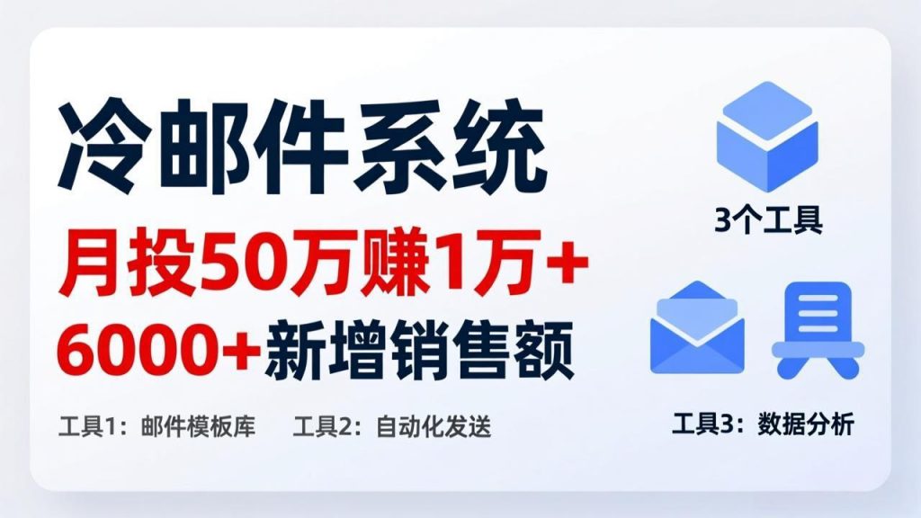 月投 50 刀赚 1 万 +！冷邮件系统：6000 + 新增销售额，靠 3 个工具轻松搞-精品虚拟资源库