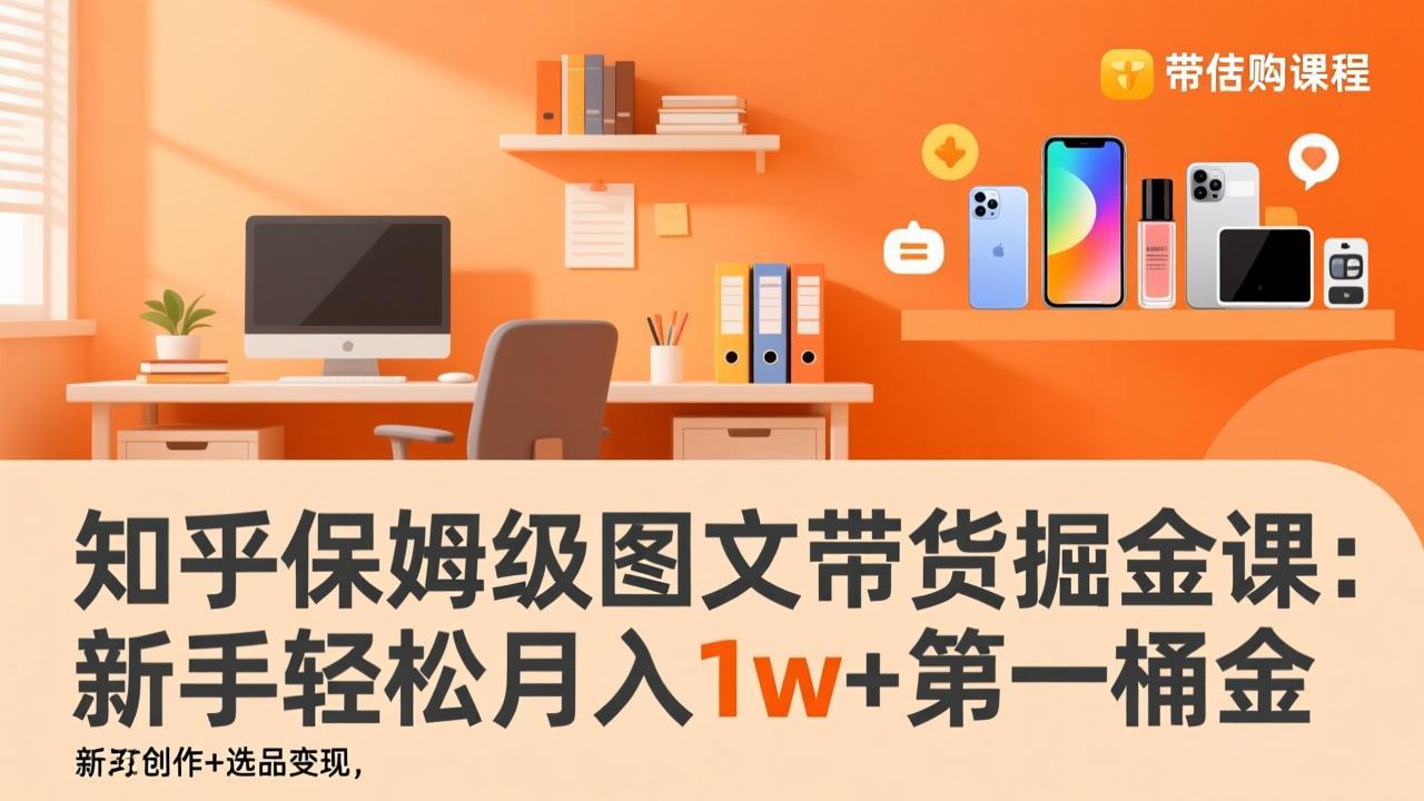 知乎保姆级图文带货掘金课：账号打造+爆文创作+选品变现，新手轻松月入1w+第一桶金-精品虚拟资源库