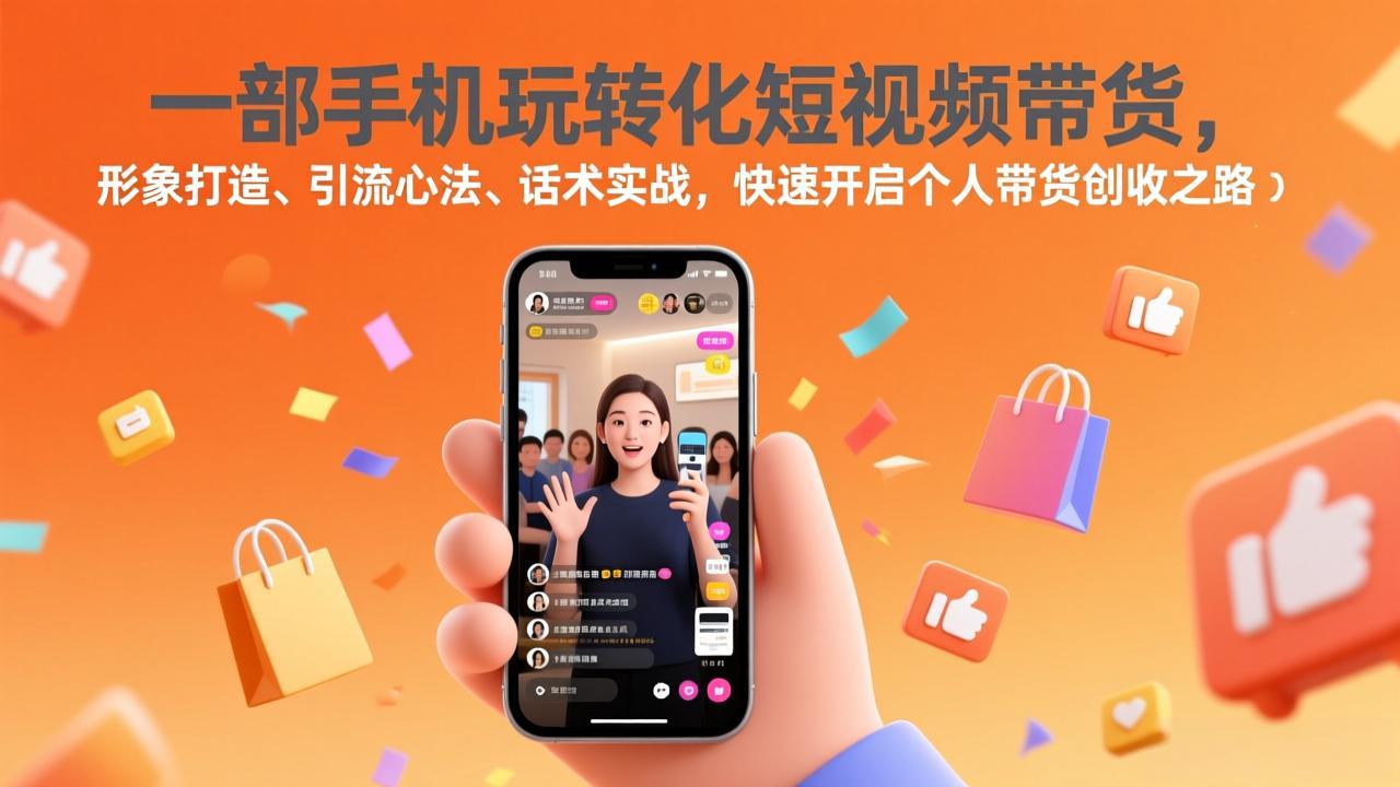 一部手机玩转化短视频带货，形象打造、引流心法、话术实战，快速开启个人带货创收之路-精品虚拟资源库