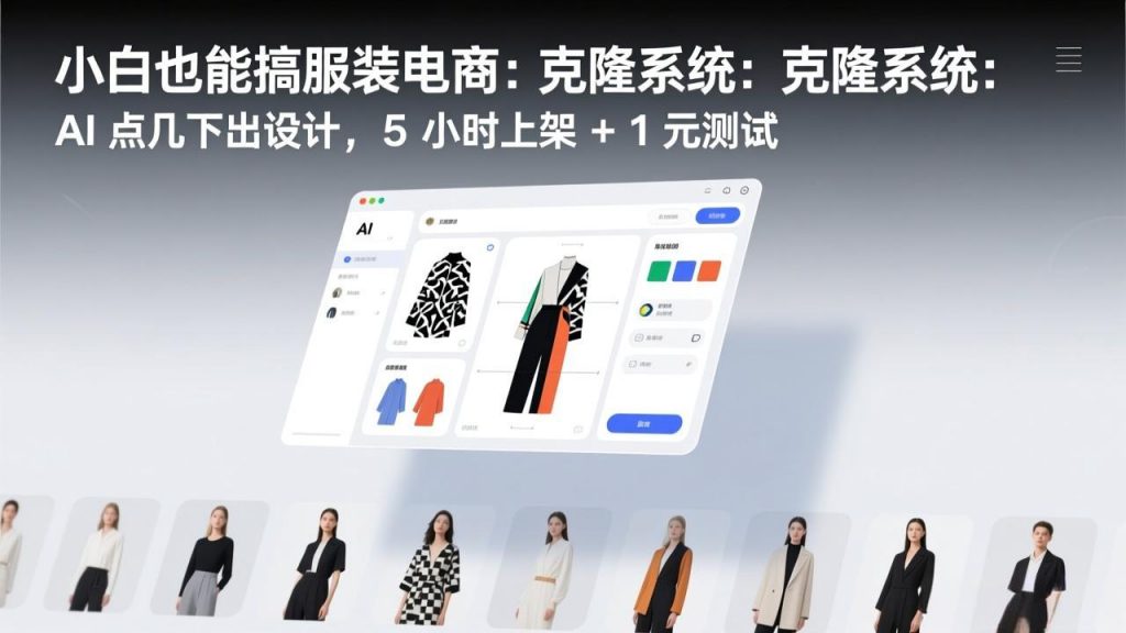 小白也能搞服装电商：克隆系统：AI 点几下出设计，5 小时上架 + 1 元测试-精品虚拟资源库