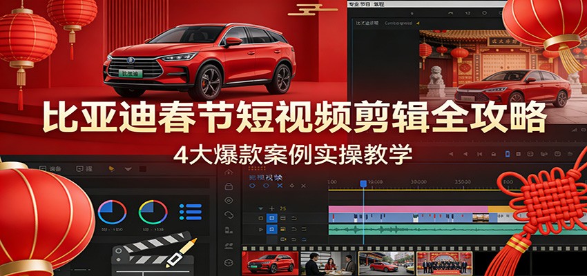 比亚迪春节短视频剪辑全攻略，4大爆款案例实操教学-精品虚拟资源库