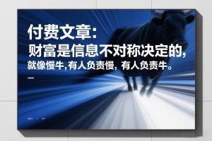 付费文章：财富是信息不对称决定的，就像慢牛，有人负责慢，有人负责牛-精品虚拟资源库