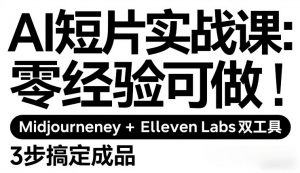 AI短片实战课：零经验可做，Midjourney+ElevenLabs双工具，3步搞定成品-精品虚拟资源库