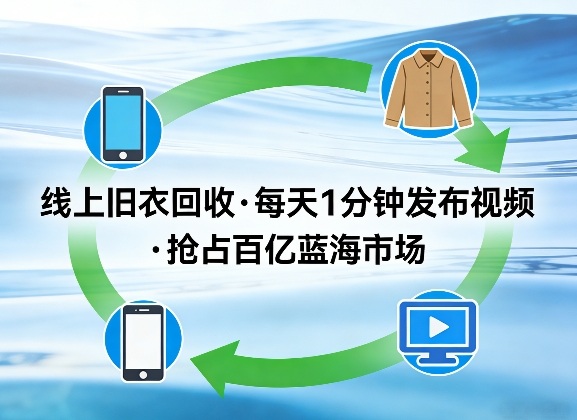线上旧衣回收项目，我们给你提供视频，每天花一分钟发布视频，抢占百亿蓝海市场【揭秘】-精品虚拟资源库