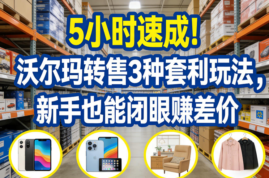 5小时速成！沃尔玛转售3种套利玩法，新手也能闭眼賺差价-精品虚拟资源库