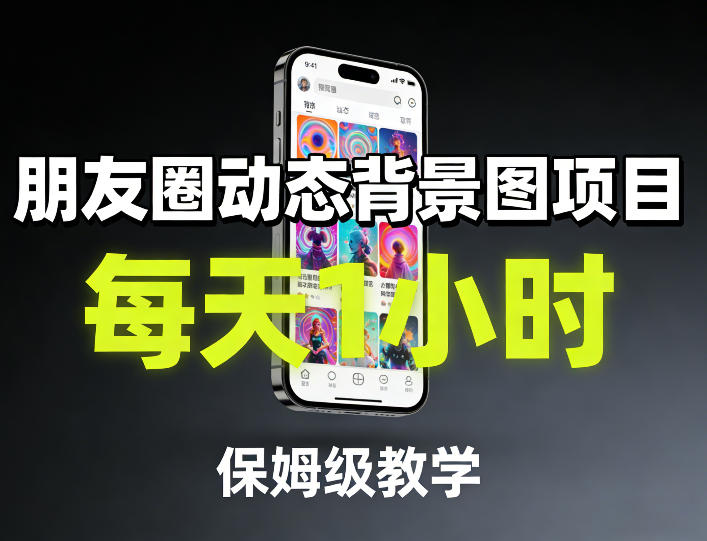 朋友圈动态背景图项目，每天1小时，保姆级教学-精品虚拟资源库