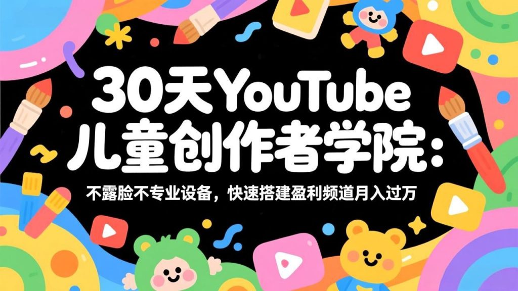 30天YouTube儿童创作者学院：不露脸不专业设备，快速搭建盈利频道月入过万-精品虚拟资源库
