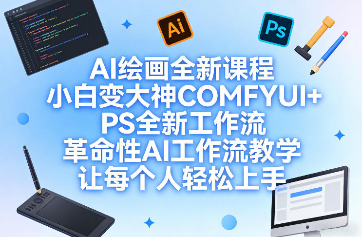 AI绘画全新课程,小白变大神COMFYUI+PS全新工作流,革命性AI工作流教学,让每个人轻松上手-精品虚拟资源库