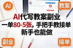 AI代写教案副业，一单80-5张，手把手教接单，新手也能做-精品虚拟资源库