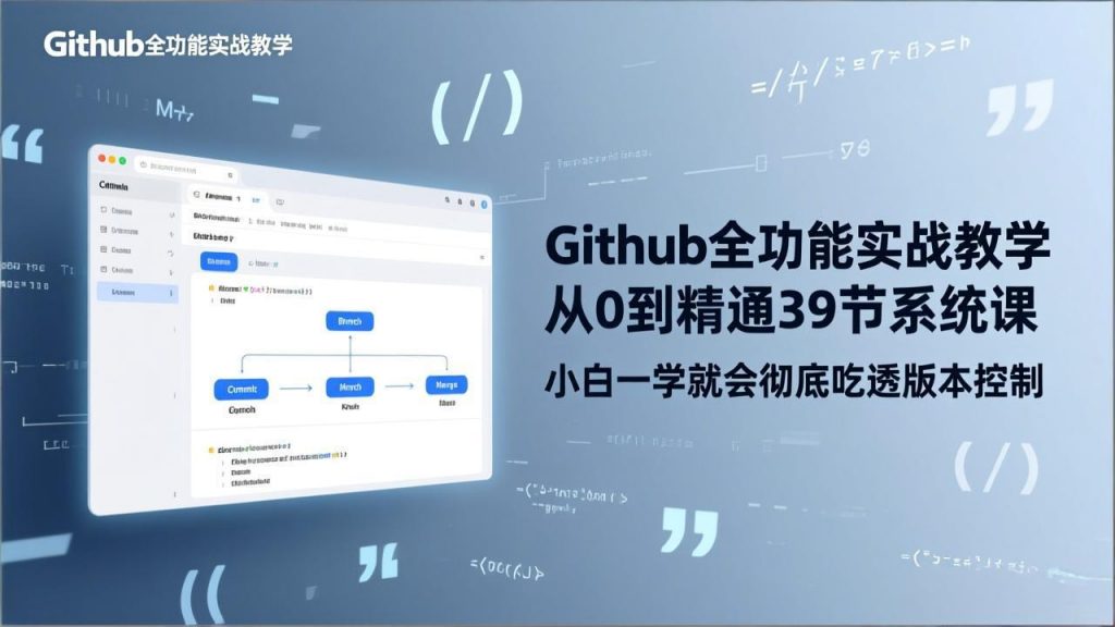 GitHub-全功能实战教学，从0到精通39节系统课，小白一学就会彻底吃透版本控制-精品虚拟资源库