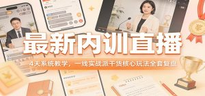 最新内训直播，4天系统教学，一线实战派干货核心玩法全套复盘-精品虚拟资源库
