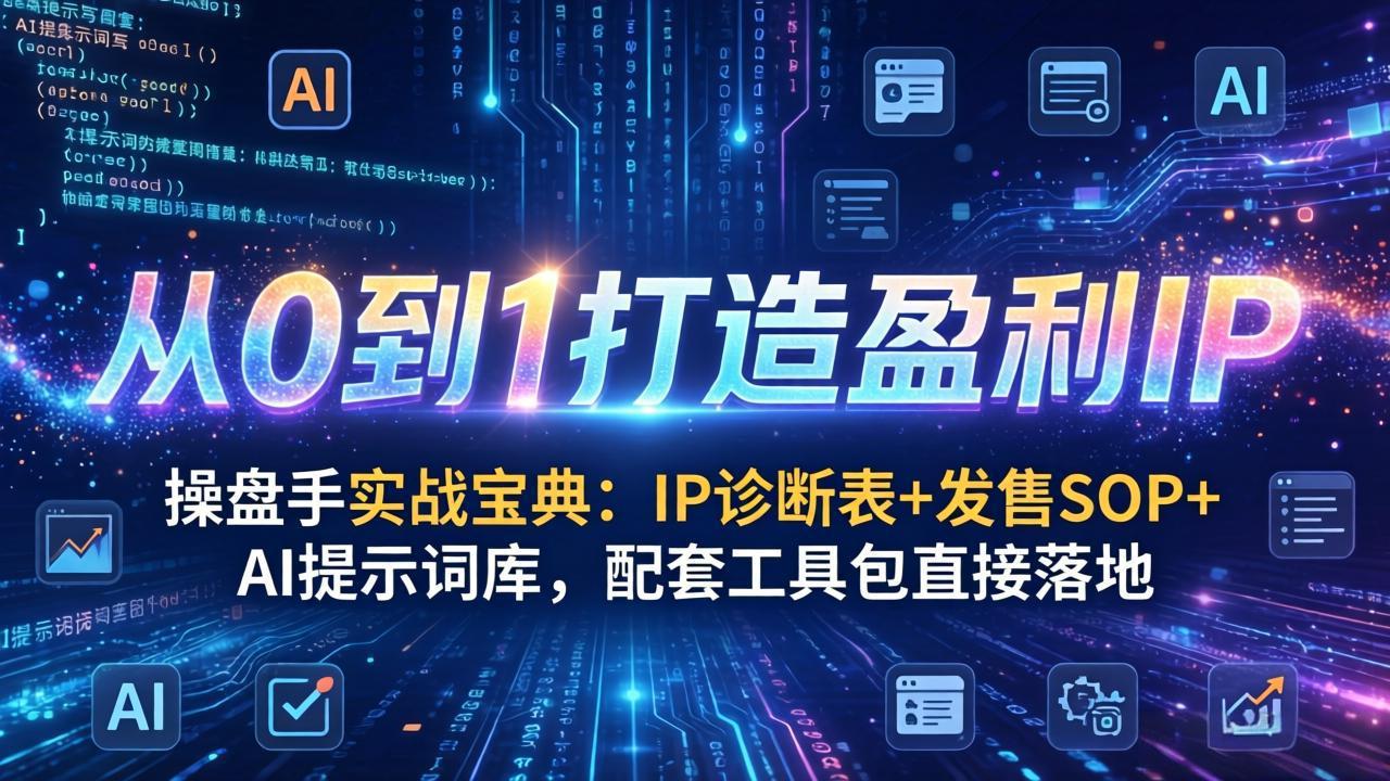 操盘手实战宝典：IP诊断表+发售SOP+AI提示词库，配套工具包直接落地，从0到1打造盈利IP-精品虚拟资源库