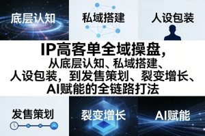 IP高客单全域操盘，从底层认知、私域搭建、人设包装，到发售策划、裂变增长、AI赋能的全链路打法-精品虚拟资源库