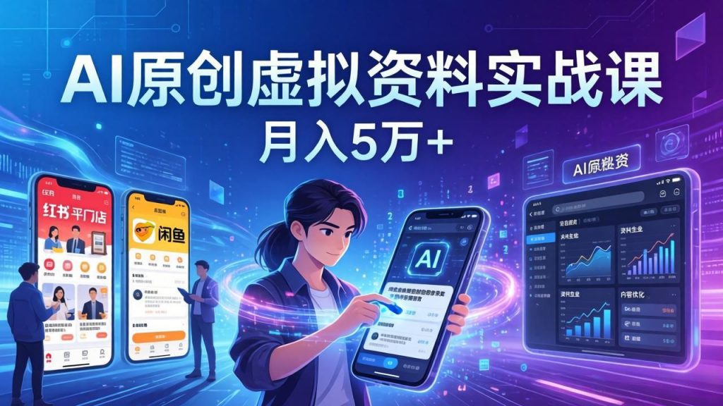 AI原创虚拟资料实战课：2026新机会，小红书闲鱼开店，普通人用AI轻松变现，月入5万+-精品虚拟资源库