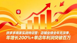 拼多多商家实战特训营：店铺业绩全年无淡季，年增长200%+单店年利润突破百万(26年3月更新-精品虚拟资源库