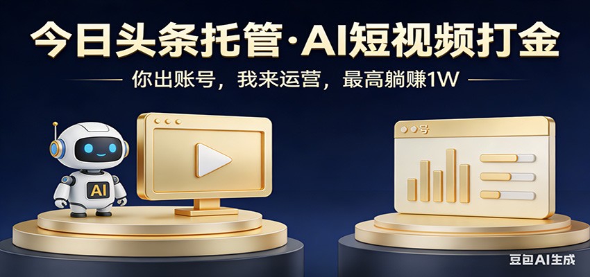 头条号AI托管,我提供作品,你提供账号,每天5分钟发布,小白躺赚3000+-精品虚拟资源库