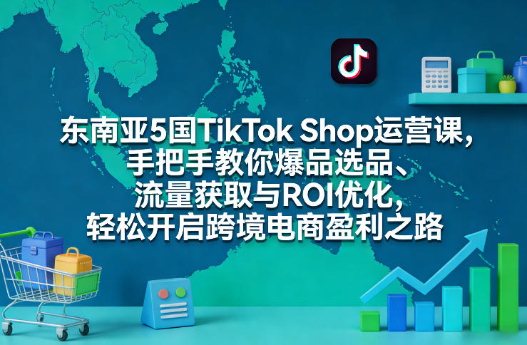 东南亚5国TikTok Shop运营课，手把手教你爆品选品、流量获取与ROI优化，轻松开启跨境电商盈利之路-精品虚拟资源库