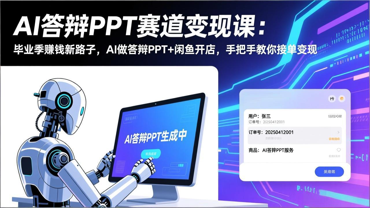 AI答辩PPT赛道变现课：毕业季赚钱新路子，AI做答辩PPT+闲鱼开店，手把手教你接单变现-精品虚拟资源库
