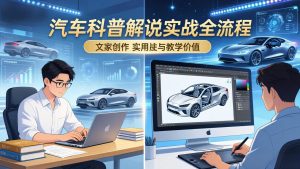 抖音汽车科普解说实战：文案+动画+画面处理+去水印全流程，打造专业汽车科普视频-精品虚拟资源库