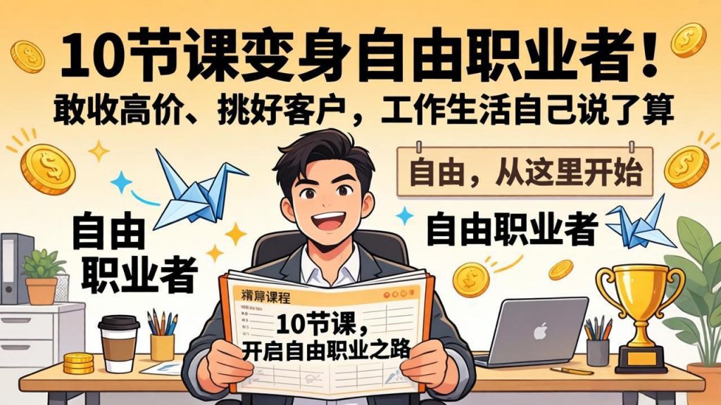 10 节课变身自由职业者！敢收高价、挑好客户，工作生活自己说了算-精品虚拟资源库