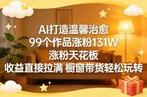 AI打造温馨治愈，99个作品涨粉131W，涨粉天花板，收益直接拉满，橱窗带货轻松玩转-精品虚拟资源库