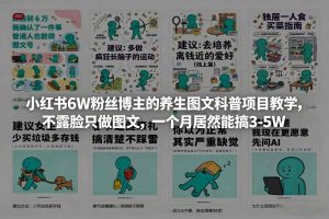 小红书6W粉丝博主的养生图文科普项目教学，不露脸只做图文，一个月居然能搞3-5W-精品虚拟资源库