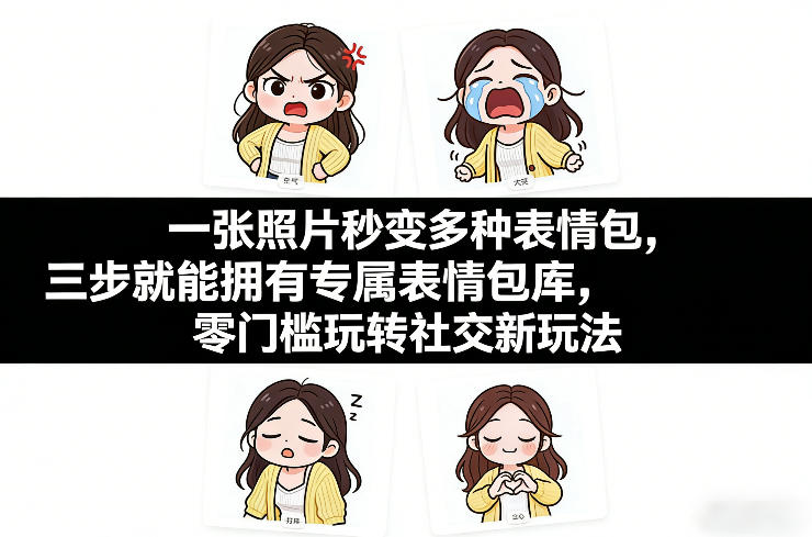 一张照片秒变多种表情包，三步就能拥有专属表情包库，零门槛玩转社交新玩法【文档】-精品虚拟资源库
