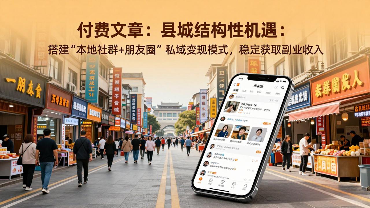 付费文章:县城结构性机遇:搭建“本地社群+朋友圈”私域变现模式,稳定获取副业收入-精品虚拟资源库