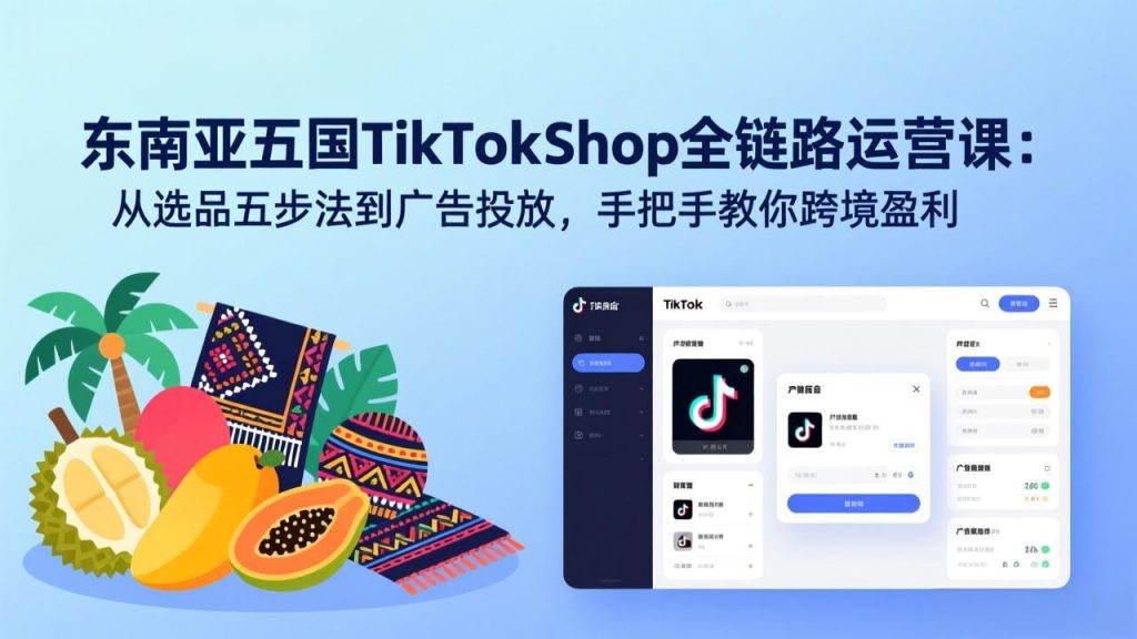 东南亚五国TikTok Shop全链路运营课：从选品五步法到广告投放，手把手教你跨境盈利-精品虚拟资源库