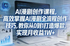 某社群AI漫剧创作课程，高效掌握AI漫剧全流程创作技巧，教你从0到1打造爆款，实现月收益1W+-精品虚拟资源库