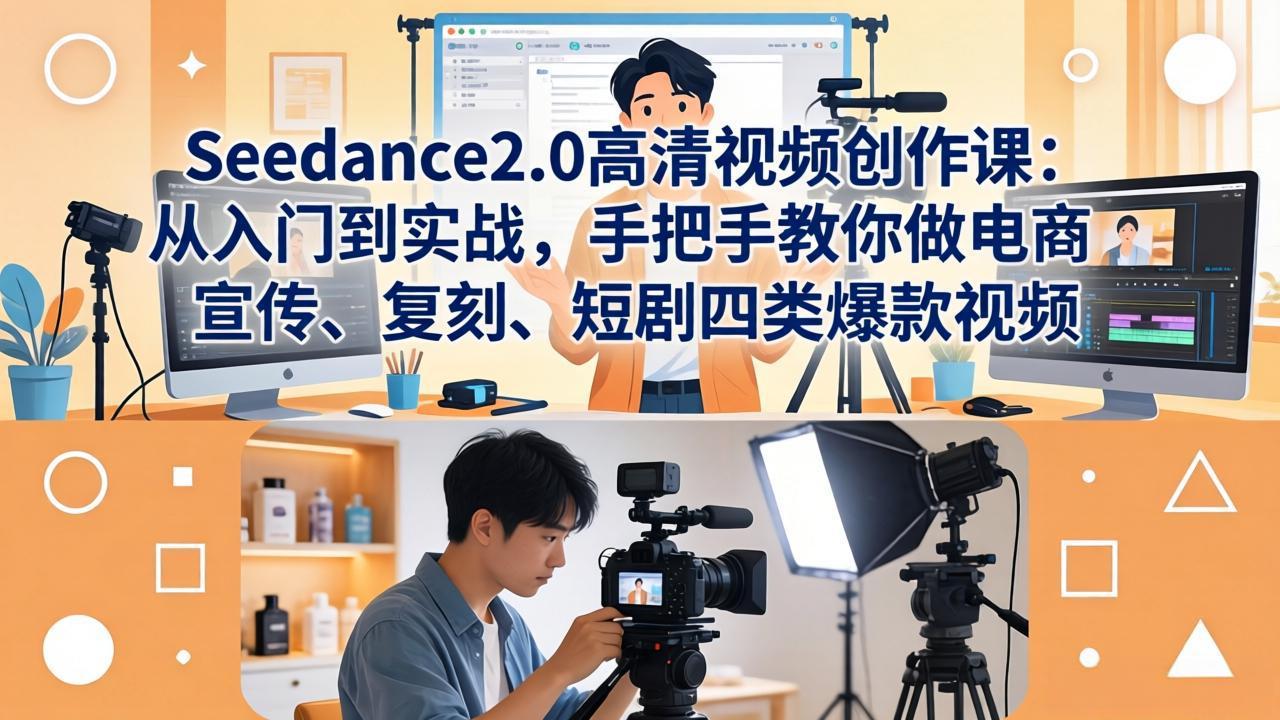 Seedance2.0高清视频创作课：从入门到实战，手把手教你做电商、宣传、复刻、短剧四类爆款视频-精品虚拟资源库