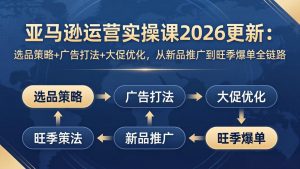 亚马逊运营实操课2026更新:选品策略+广告打法+大促优化,从新品推广到旺季爆单全链路-精品虚拟资源库