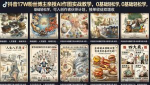 抖音17W粉丝博主亲授AI作图实战教学，0基础轻松学，可入创作者伙伴计划，接单收徒双增收-精品虚拟资源库